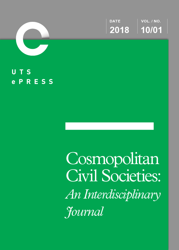 Cover for Cosmopolitan Civil Societies: An Interdisciplinary Journal. Volume 10, Issue 1, 2018
