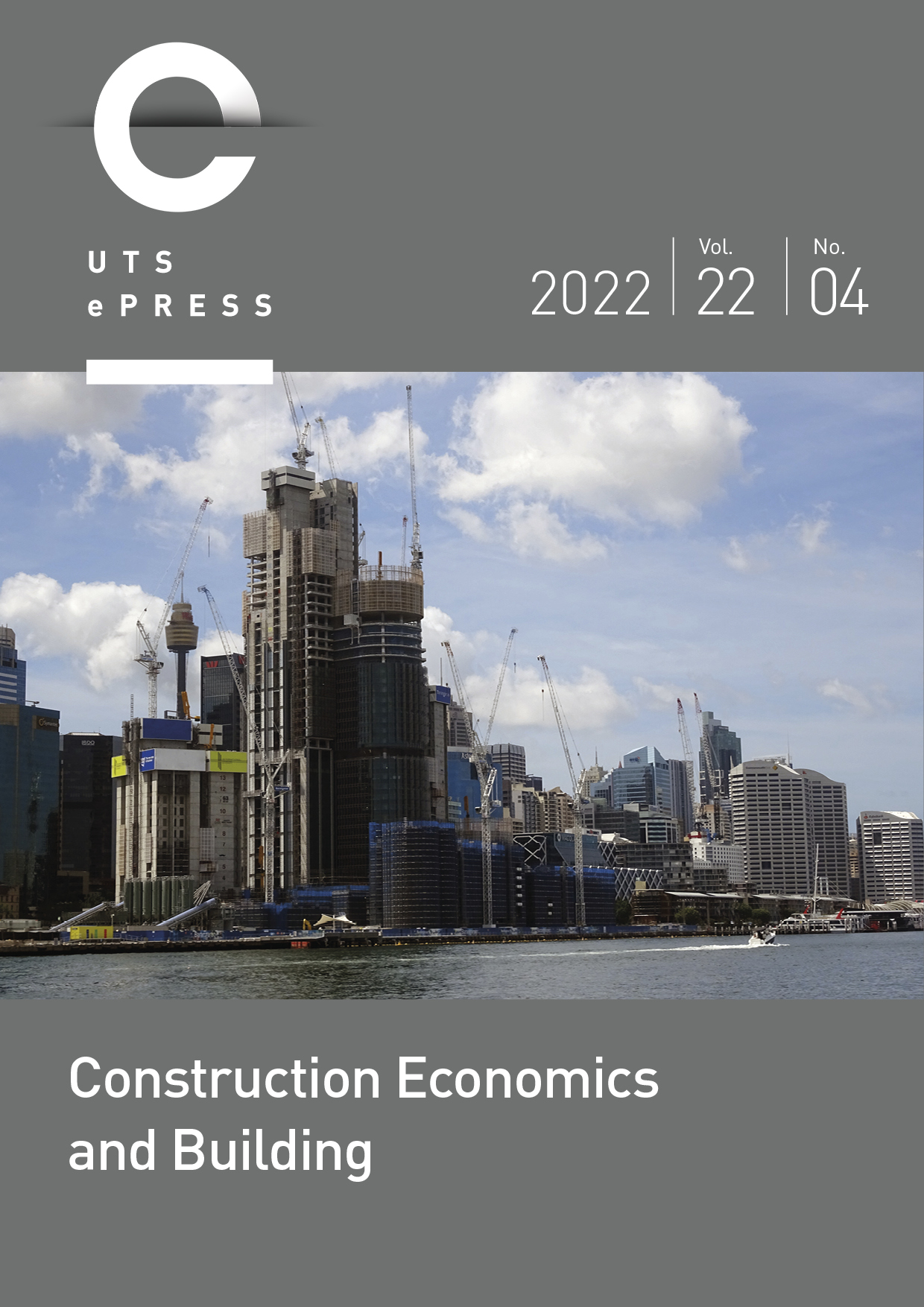 Construction Economics and Bulding 2022 Volume 22 No. 4 Cover image