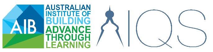 Logos of AIB (Australian Institute of Building) and AIQS (Australian Institute of Quantity Surveyors)